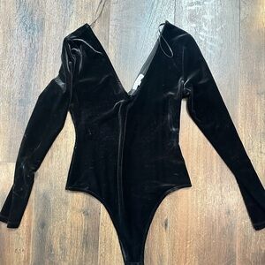 Socialite Black Velvet Bodysuit